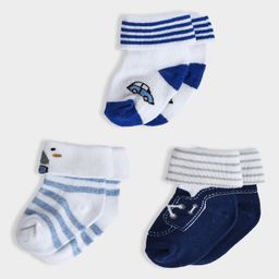 Mi Arcus Pack of 3  Striped Socks Set -   White & Blue-58