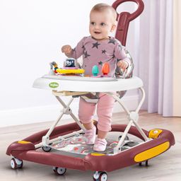 Baybee 2 in 1 Clofi Baby Walker Cum Rocker Kids Walker with Push Handle 3 Adjustable Height Foot Mat Rocking & Musical Toys - Red-12