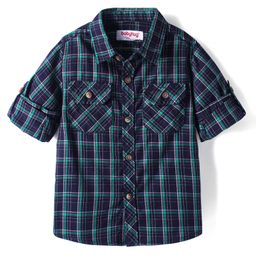 Babyhug Cotton Woven Full Sleeves Checkered Shirt - Navy Blue-picture-46