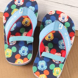 Cute Walk by Babyhug Disney Flip Flops with Back Strap Mickey Mouse Print - Blue-image-29