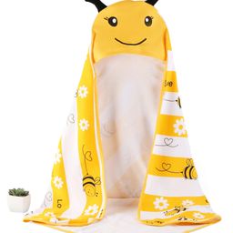 Doodle Poodle 100% Cotton Hooded Towel With Bees Print L 83 x B 82 cm - Yellow-image-55