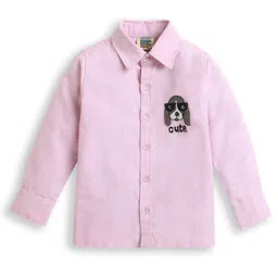 ZIP ZAP ZOOP Cotton Full Sleeves Dog Embroidered Shirt - Pink-picture-27