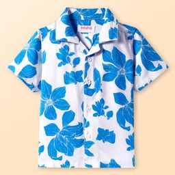 Babyhug Cotton Viscose Woven Half Sleeves Shirt with Floral Print - White-image-17