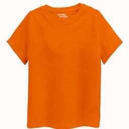 Guugly Wuugly Super Soft Combed Compact Cotton Knit Half Sleeves Skin Friendly Solid Tee - Orange-image-64