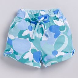 Biskid Sinker Floral Printed Shorts - White & Blue-image-70