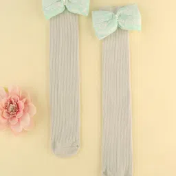 KIDLINGSS Cotton Bow Applique Detailed & Beads Embellished Knee Length Socks - Grey-picture-29