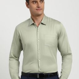 Peter England Men Solid Spread Collar Pure Cotton Formal Shirt-picture-11
