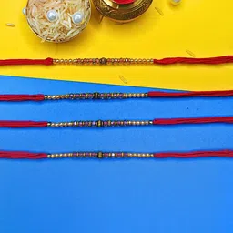 Anouk Set Of 3 Beaded Cotton Thread with AD Stones & Meenakari Designer Rakhi-13