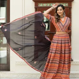 TASRIKA Printed Semi-Stitched Lehenga & Unstitched Blouse With Dupatta-picture-13