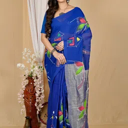 DipDiya Floral Printed Pure Cotton Taant Saree-picture-24