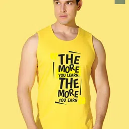 WOOSTRO Pack Of 2 Printed Super Combed Cotton Gym Vests VWS26(MORE YELLOW)(RUN LGTGREEN)-image-99