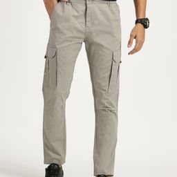 RAVINIK Men Smart High-Rise Cotton Cargos Trousers-image-42