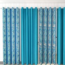 Galaxy Home Decor Blue 4 Pieces Floral Long Door Curtain-image-63