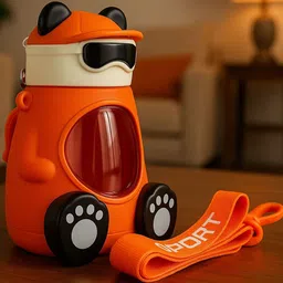 GUCHIGU Kids Orange & Beige Leak-Proof Sipper Water Bottle With Straw 550ml-picture-11