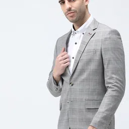 BARE BROWN Checked Slim-Fit Single Breasted Blazer-picture-38