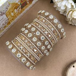 Wedding Chuda by Hitesh Bangles Set Of 16 Stone Studded & Beaded Bangles image 4