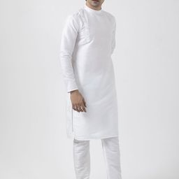 DEVOILER Men Regular Dupion Silk Kurta with Pyjamas image 5