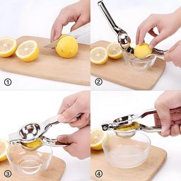 MOBDESK Stainless Steel Finish Lemon Squeezer With Comfortable Handle, Modern Kitchen Tool For Lemon Juice Extracting With Attached Bottle Opener, Easy To Use & Clean (Silver)-ur-411 image 4
