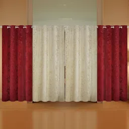 IVAZA Maroon Set of 4 Black Out Window Curtains-image-9