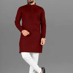 Attigo Men Solid Ethnic Kurta with Pyjama-image-80