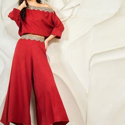 Shally Bhasin by Athena Embellished Top & Palazzos Co-Ord Set-image-61