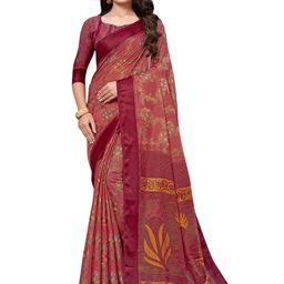 KALINI Floral Printed Saree With Blouse Piece-10