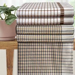 Athom Living White & Brown 5 Printed Cotton 210 GSM Bath Towel-image-80