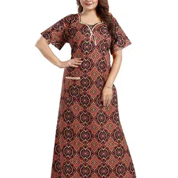 CINCO Women Ethnic Motifs Printed Maxi Nightdress-picture-14