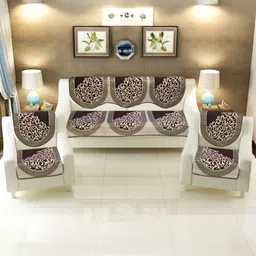 BIGGER FISH Coffee Brown Cotton Sofa Cover-image-60