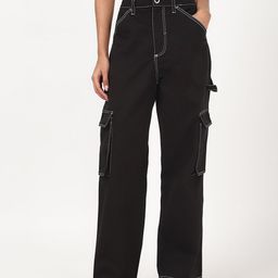 Bewakoof Women Cotton Black Cargo Carpenter Pants-image-48