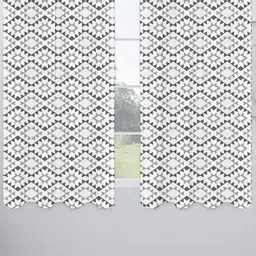Lushomes Black & White 2 Pieces Geometric Semi Sheer Window Curtains-image-14