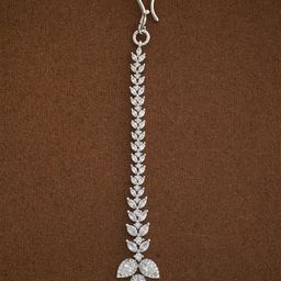 Kushal's Fashion Jewellery Rhodium-Plated Zircon Studded Maang Tikka Head Jewellery-56