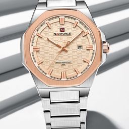 Naviforce Men Dial & Stainless Steel Straps Analogue Date Aperture Watch NF9245 S RG RG-image-80