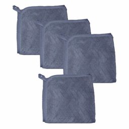 HOUSSE Blue 4 Pieces 350 GSM Ultra Absorbent Super Soft Quick Dry Face Towels-3
