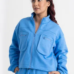 Hunnit Women Fleece Crop Outdoor Tailored Jacket-image-15