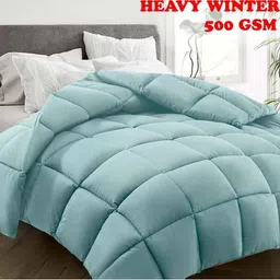 Doristyle Sea Green Checked Microfiber Heavy Winter 500 GSM Double Bed Comforter Blankets-picture-48