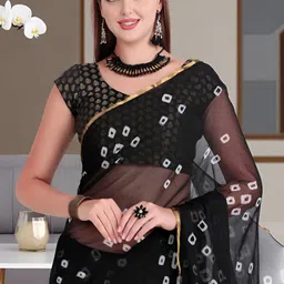 TRAQUILA Solid Bandhani Saree with Blouse Piece-picture-27