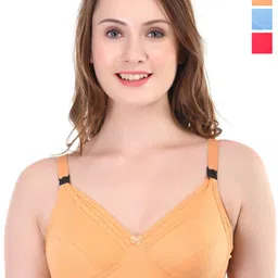 Liigne Pack of 3 Full Coverage Non Padded All Day Comfort Cotton Maternity Bra-picture-16