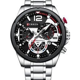 Curren Men Stainless Steel Bracelet Style Straps Analogue Watch CR-8395-Silver Black-image-94