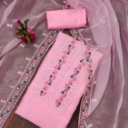 MANVAA Embellished Organza Unstitched Dress Material-picture-24