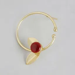 Anouk Gold Plated Artificial Stone Studded Circular Studs image 4