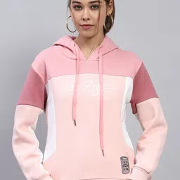 Monte Carlo Women Colourblocked Hooded Cotton Sweatshirt-image-83