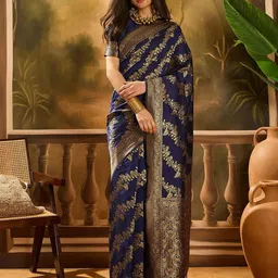 MANVAA Embellished Zari Banarasi Saree With Blouse Piece-picture-47