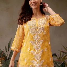 ADA Bandhani Embroidered Thread Work Thread Work Kurti-image-78