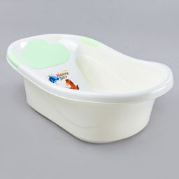 Medium Size Baby Bath Tub With In-built Bather - White Green (Print May Vary)-17