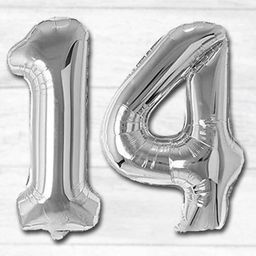 Shopperskart 14 Number Foil Balloon - Silver-image-93