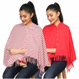 Nene Breast Feeding Multi Purpose Nursing Scarf Pack of 2 - Red-image-42