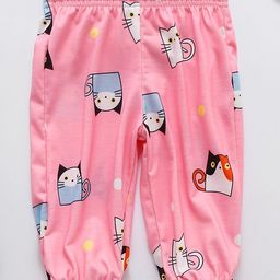 Kookie Kids Full Length Lounge Pant Kitty Print - Pink-image-75