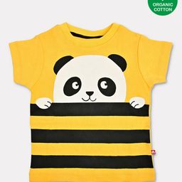 Nino Bambino 100% Organic Cotton Short Sleeves Panda Print Tee - Yellow-image-50