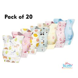 The Little Lookers Disposable Bibs Animals Print Pack of 20 - Pink-15